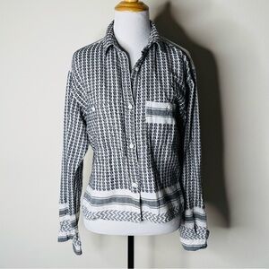 Current Elliott Black and White Patterned Button Down Shirt